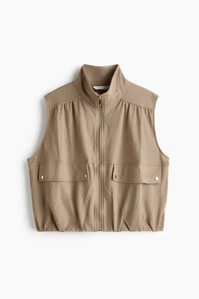 H&m Bubble-hem Gilet In Blue