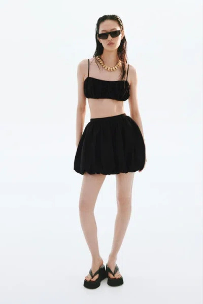 H&m Bubble-hem Mini Skirt In Black