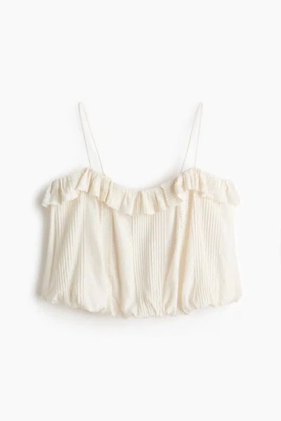 H&m Bubble-hem Strappy Top In White