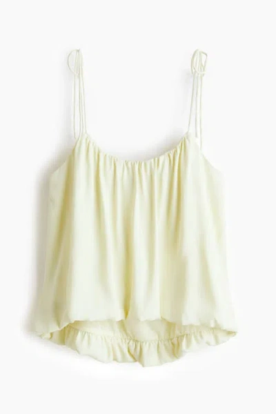 H&m Bubble-hem Tie-strap Top In Yellow