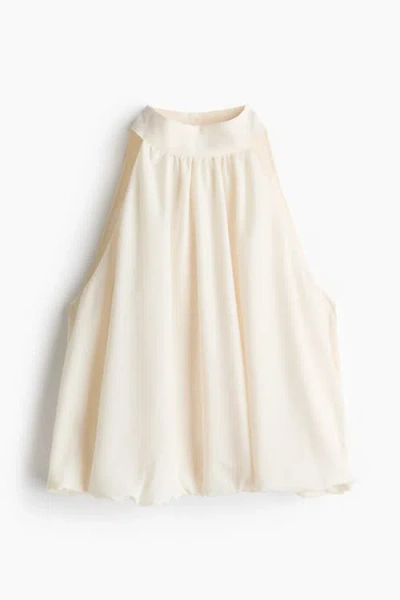 H&m Bubble-hem Top In White