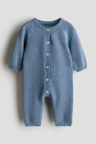 H&m Babies' Bubble-knit Cotton Jumpsuit In Blue
