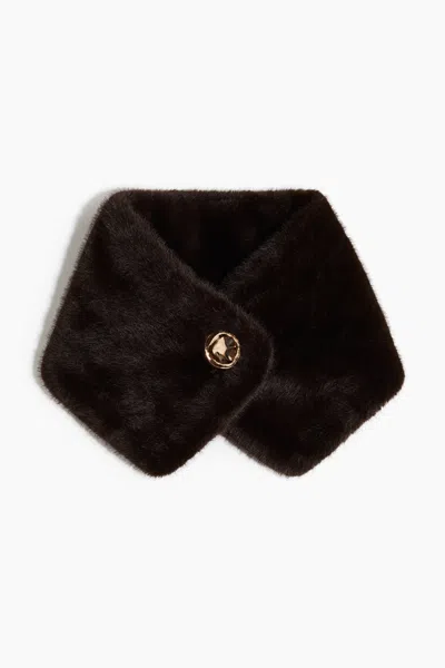 H&m Button-detail Scarf In Dark Brown