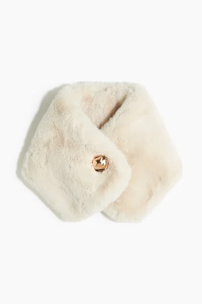 H&m Button-detail Scarf In Light Beige