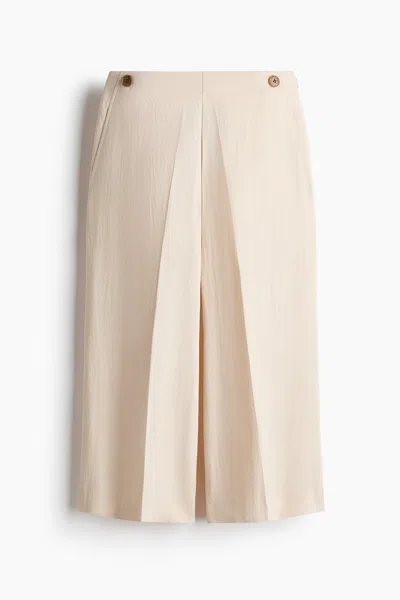H&m Button-detail Twill Culottes In Neutral
