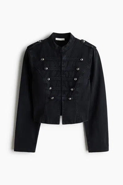H&m Button-detail Twill Jacket In Black