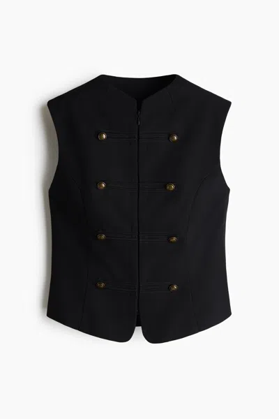 H&m Button-detail Twill Vest In Black