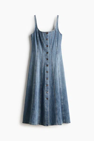H&m Button-front Denim Dress In Light Denim Blue