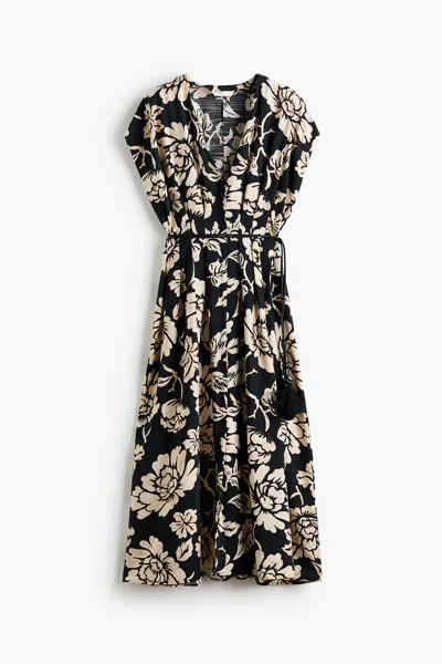 H&m Button-front Midi Dress In Black
