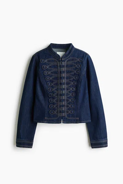 H&m Button-tab Denim Jacket In Blue