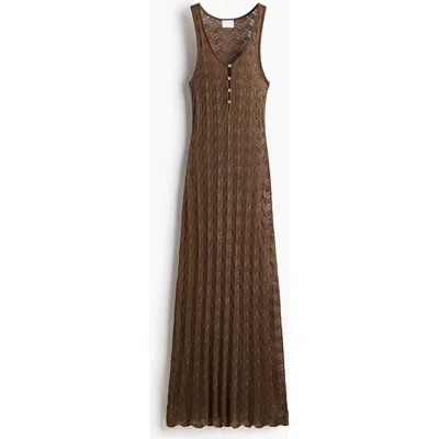 H&m Button-top Crochet-look Dress In Brown