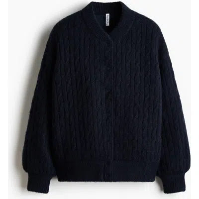 H&m Cable-knit Bomber Jacket In Blue