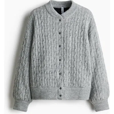 H&m Cable-knit Bomber Jacket In Gray