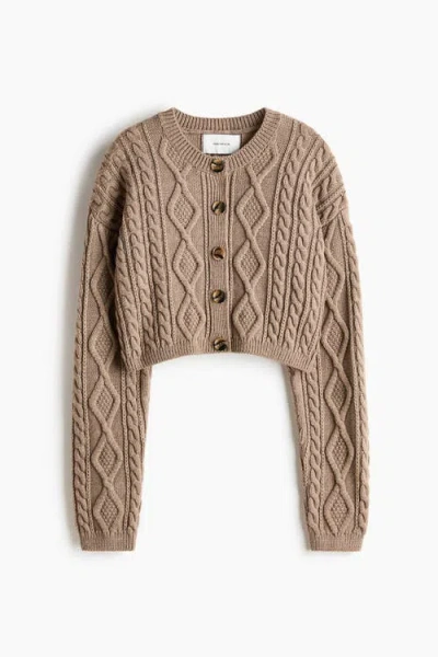 H&m Cable-knit Cardigan In Brown