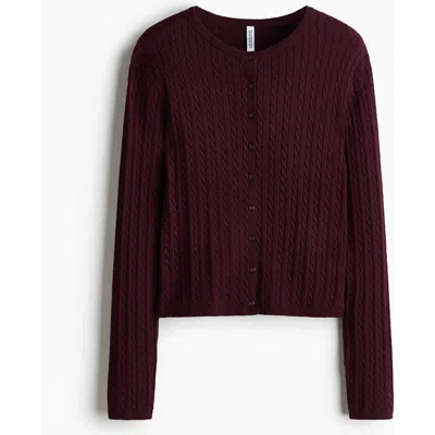 H&m Cable-knit Cardigan In Burgundy