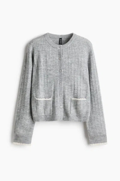 H&m Cable-knit Cardigan In Gray