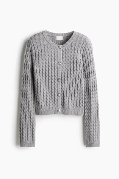 H&m Cable-knit Cardigan In Gray