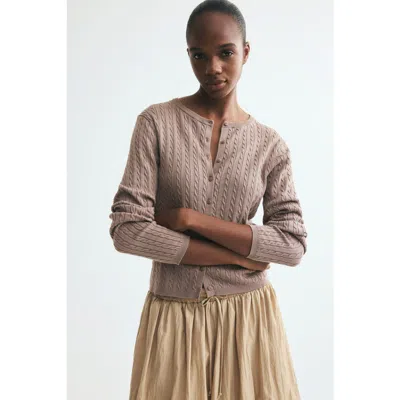 H&m Cable-knit Cardigan In Taupe