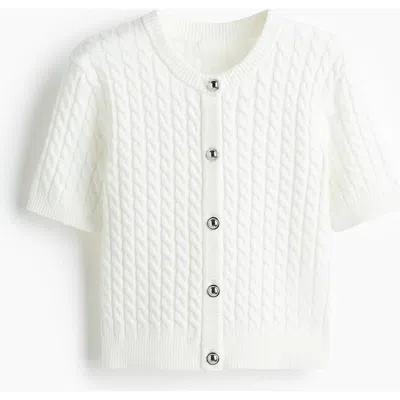 H&m Cable-knit Cardigan In White