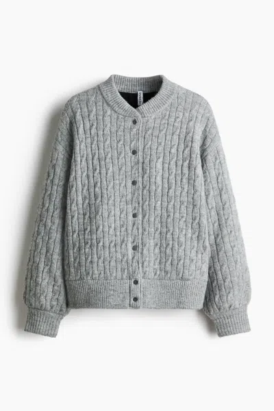 H&m Cable-knit Jacket In Gray