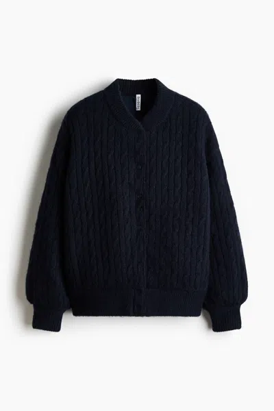 H&m Cable-knit Jacket In Blue