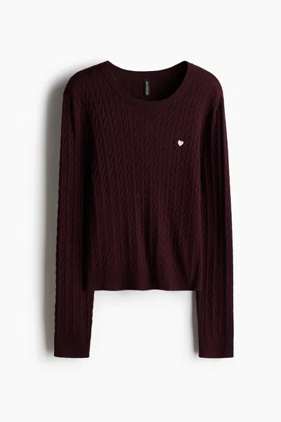 H&m Cable-knit Sweater In Burgundy