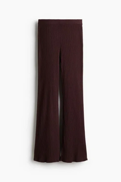H&m Cable-knit Trousers In Burgundy