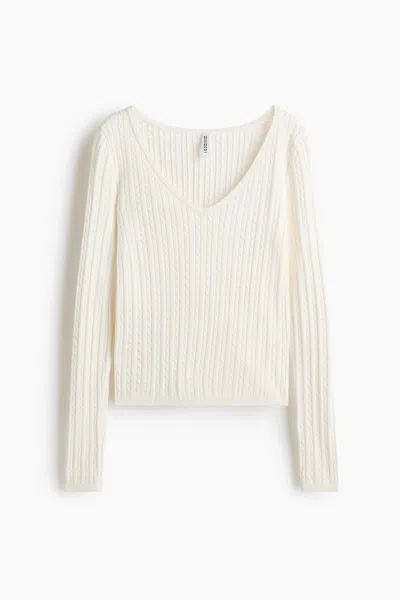 H&m Cable-knit Viscose-blend Sweater In Metallic