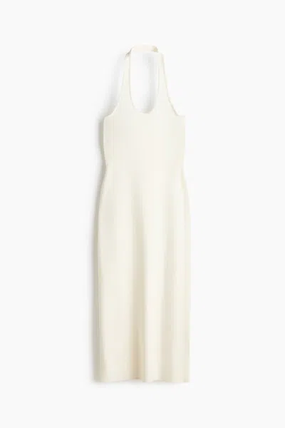 H&m Calf-length Halterneck Dress In Neutral