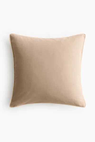 H&m Canvas Cushion Cover In Beige
