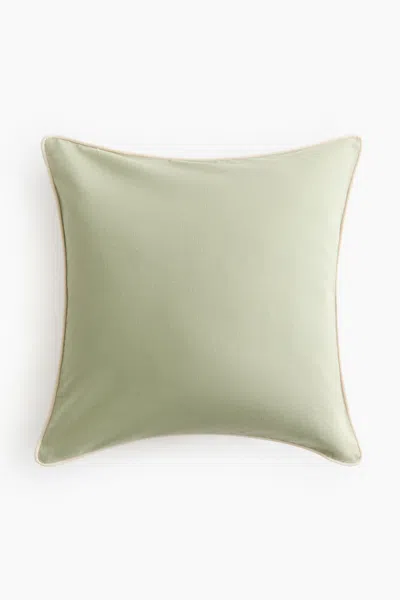 H&m Canvas Cushion Cover In Light Khaki Green