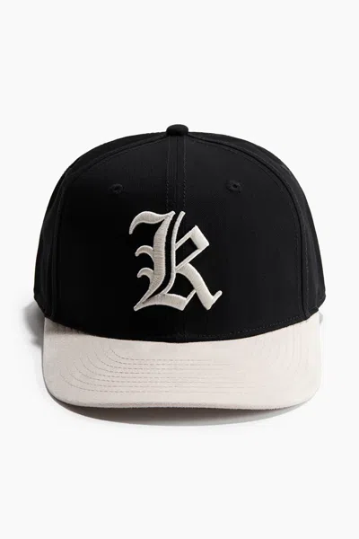 H&m Cap With Embroidered Motif In Black/k