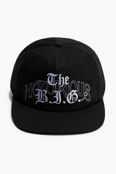 H&m Cap With Embroidered Motif In Black/the Notorious B.i.g.