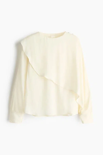 H&m Cape-detail Blouse In White