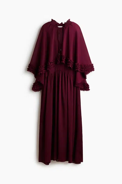 H&m Cape-detail Chiffon Dress In Purple