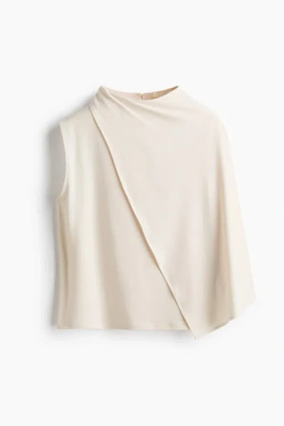 H&m Cape-detail Crêpe Top In Neutral