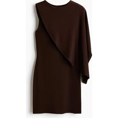 H&m Cape-detail Mini Dress In Brown