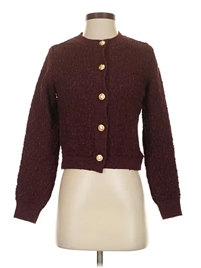Pre-owned H&m Cardigan Sweater In Burgundy