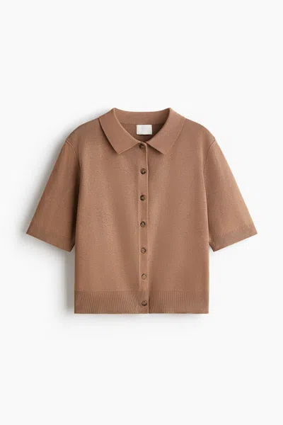H&m Cardigan With Collar In Orange