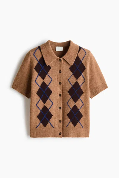 H&m Cardigan With Collar In Orange