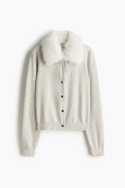 H&m Cardigan With Collar In Neutral
