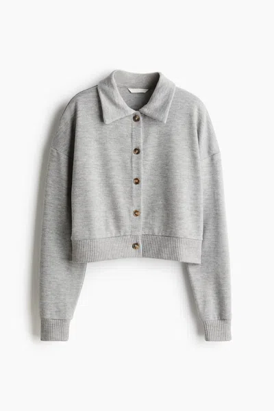 H&m Cardigan With Collar In Gray