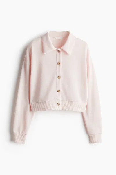 H&m Cardigan With Collar In Pink