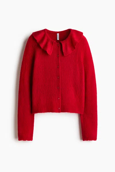 H&m Cardigan With Collar In Red
