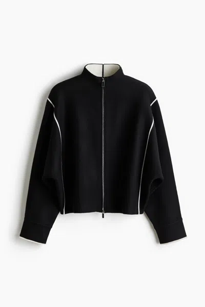 H&m Cardigan With Zipper In Black