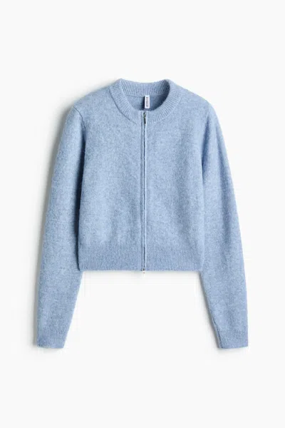 H&m Cardigan With Zipper In Blue