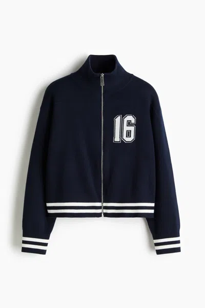 H&m Cardigan With Zipper In Blue