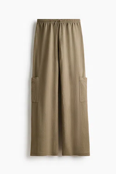 H&m Cargo Drawstring Pants In Neutral