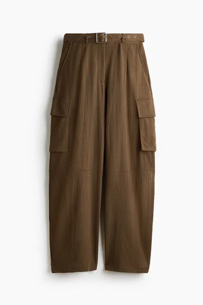 H&m Cargo Pants With Belt In Animal Print