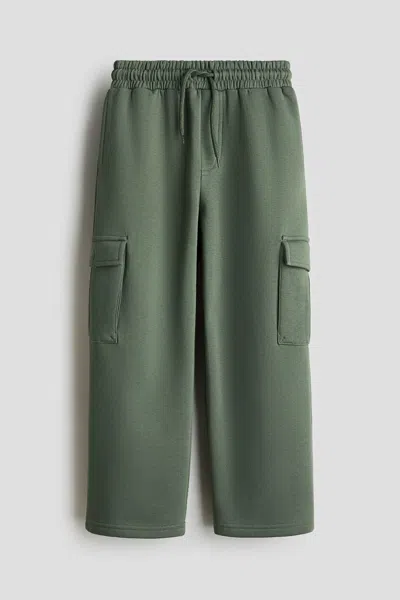 H&m Kids' Cargo-style Sweatpant Joggers In Green